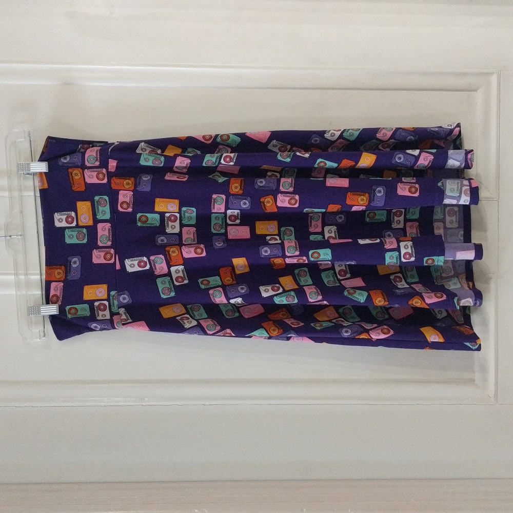 LuLaRoe purple cassette tape Azure skirt. Like new.